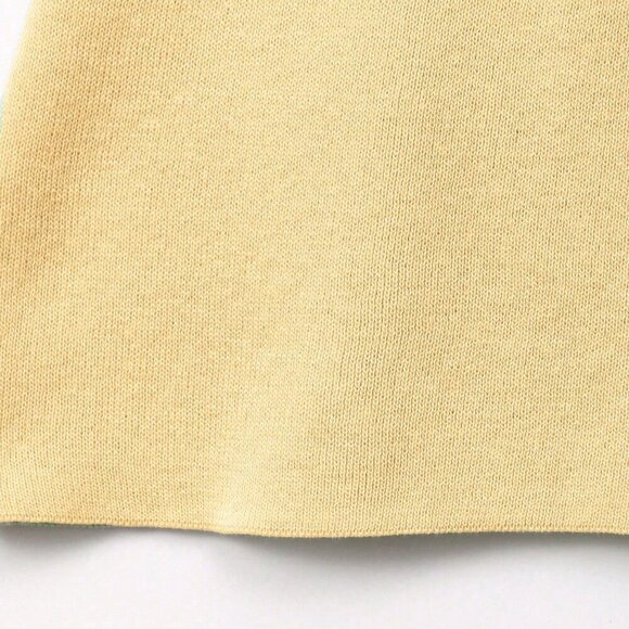 Yellow Casual Women's knit button detailed Pullover mini dress - Picture 6 of 11